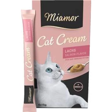 MIAMOR Cat Cream Lachs - przysmak dla kota w formie kremu z łososiem i dodatkiem Omega 3 6x15 g