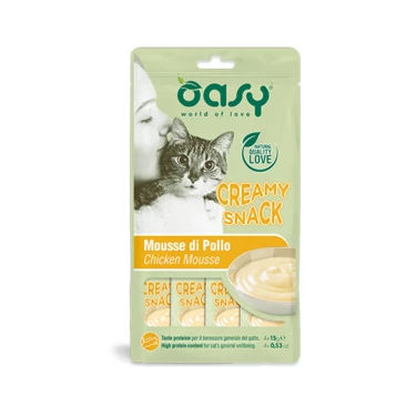 Oasy Creamy Snack - kremowy przysmak dla kota w tubce, mus z kurczaka 4x15g