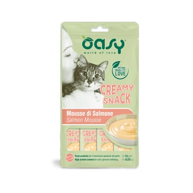 Oasy Creamy Snack - kremowy przysmak dla kota w tubce, mus z łososia 4x15g