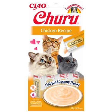 INABA CIAO CHURU - niskokaloryczny przysmak dla kota w formie kremowego sosu, kurczak 4x14g