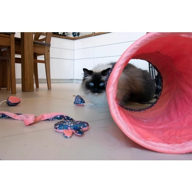 ZOLUX Ethi'cat - kolorowy tunel dla kota z zabawką, wykonany w ekologicznych materiałów, różowy 50cm - 7