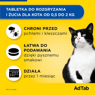 ELANCO AdTab 12 mg - tabletka na pchły i kleszcze dla kotów o wadze 0,5 - 2,5 kg - 3