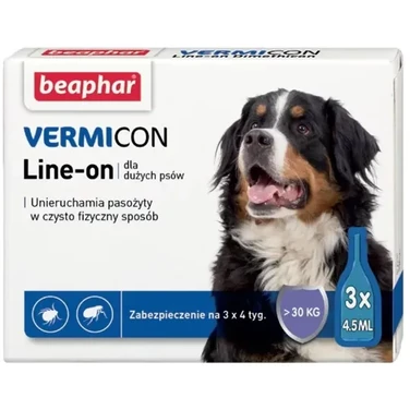 BEAPHAR VERMICON krople przeciwko pchłom i kleszczom dla psów o wadze >30 kg, 3 pipety x4,5 ml (DATA WAŻNOŚCI: 07.06.25)