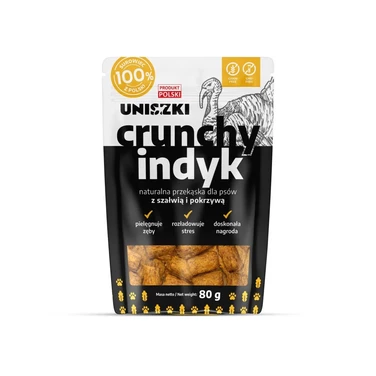 UNISZKI Crunchy - naturalna przekąska dla psa z indyka, szałwii i pokrzywy 80g