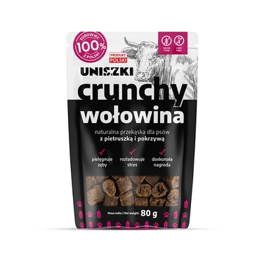 UNISZKI Crunchy - naturalna przekąska dla psa z wołowiny, pietruszki i pokrzywy 80g