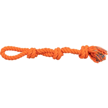 TRIXIE mocny, podwójny bawełniany sznur z rączką i trzema węzłami, 60 cm