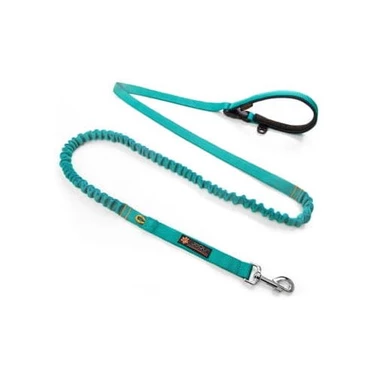 JOQU Two Runners Leash - wielofunkcyjna smycz dla psa z taśmy rurowej z amortyzatorem, turkusowa 205-295 cm