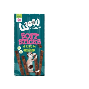 WOW CAT Soft Sticks Rind - miękkie, mięsne kabanosy dla kota, drób z wołowiną 6 szt. 30g