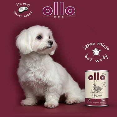 OLLO Pure Duck - mokra karma dla psa o bardzo wysokiej zawartości mięsa mięśniowego, kaczka z jabłkiem 400g - 5