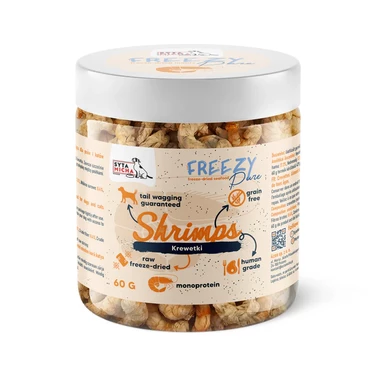 SYTA MICHA Freezy Pure - liofilizowane krewetki w całości, aromatyczna przekąska dla psów 60g
