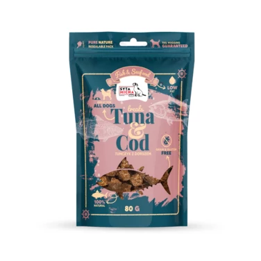 SYTA MICHA Fish&Seafood - niskotłuszczowe przysmaki dla psa z tuńczyka i dorsza 80g