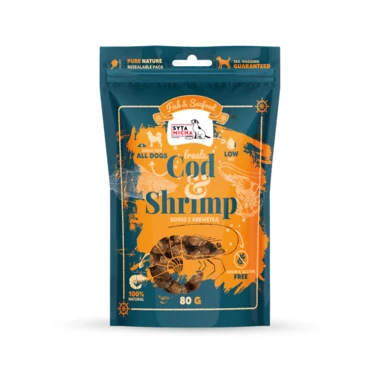 SYTA MICHA Fish&Seafood - niskotłuszczowe przysmaki dla psa z dorsza i krewetek 80g