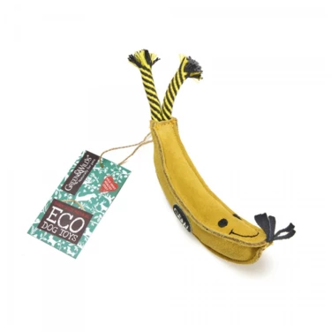 GREEN&WILD'S Barry the Banana - bardzo wytrzymała zabawka dla psa z naturalnej skóry i juty 21cm