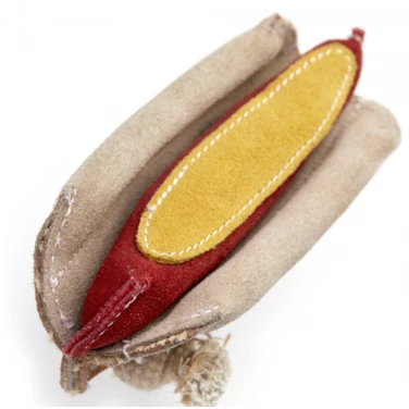 GREEN&WILD'S Harry the Hot Dog - bardzo wytrzymała zabawka dla psa z naturalnej skóry i juty 19cm - 4