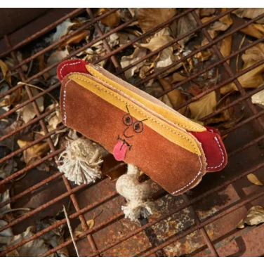 GREEN&WILD'S Harry the Hot Dog - bardzo wytrzymała zabawka dla psa z naturalnej skóry i juty 19cm - 6