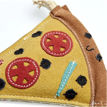 GREEN&WILD'S Pepe le Pizza  - bardzo wytrzymała zabawka dla psa z naturalnej skóry i juty 20cm - 2
